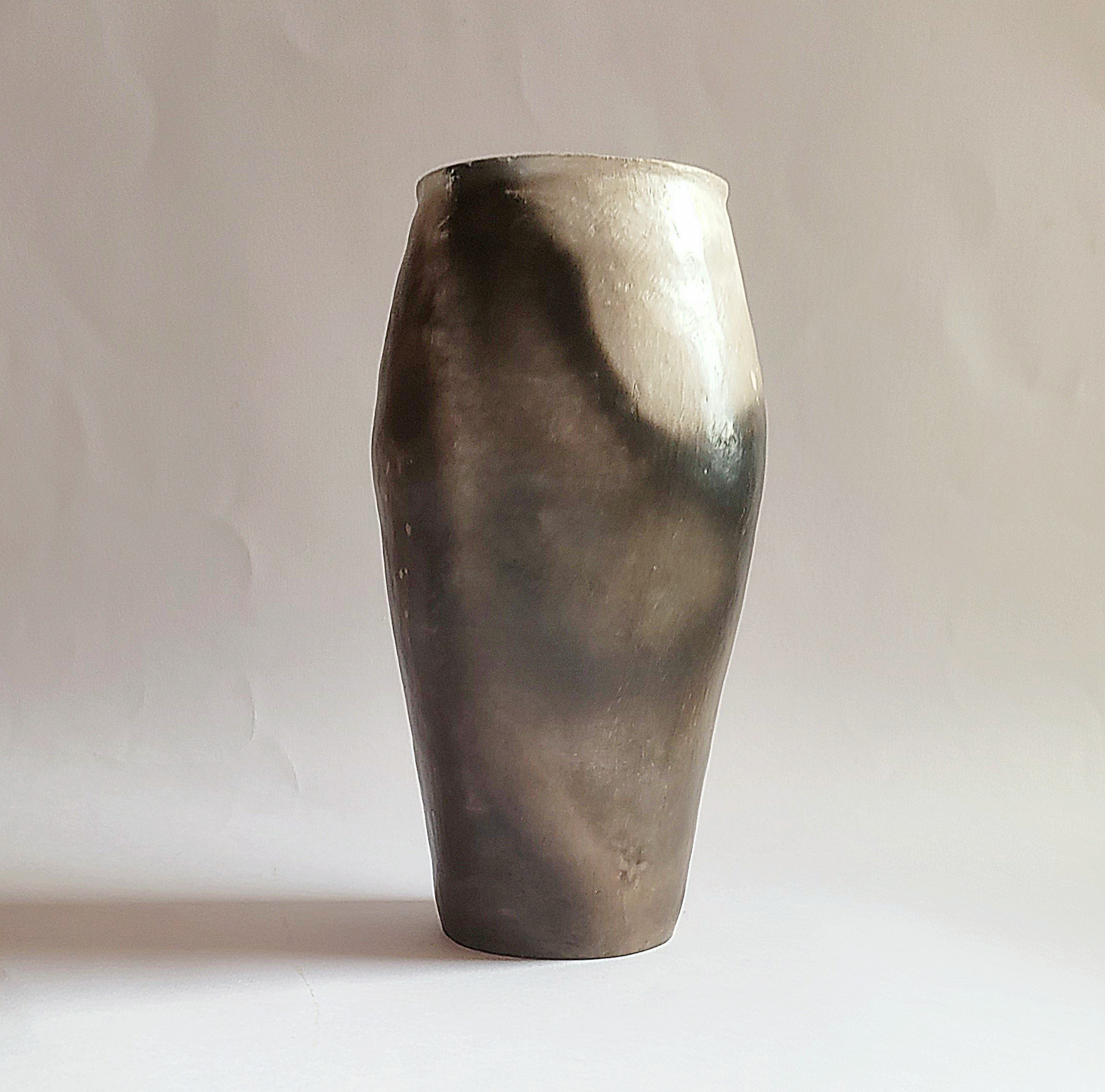 Arc of Light Smoke Fired Sculpture
